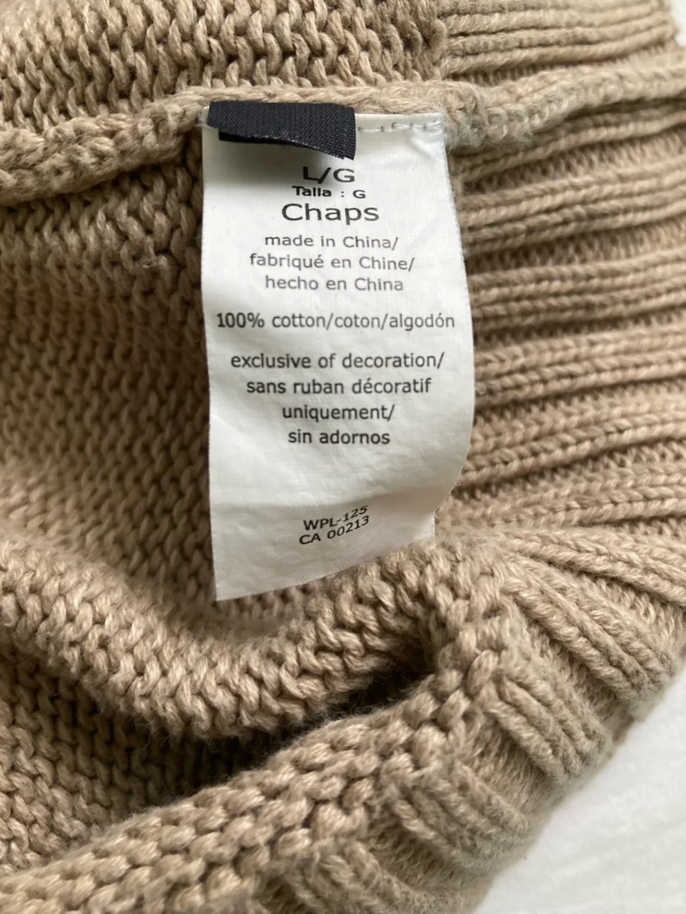 Shawl Collar Cotton Mens Sweater Size L Chaps Ralph Lauren